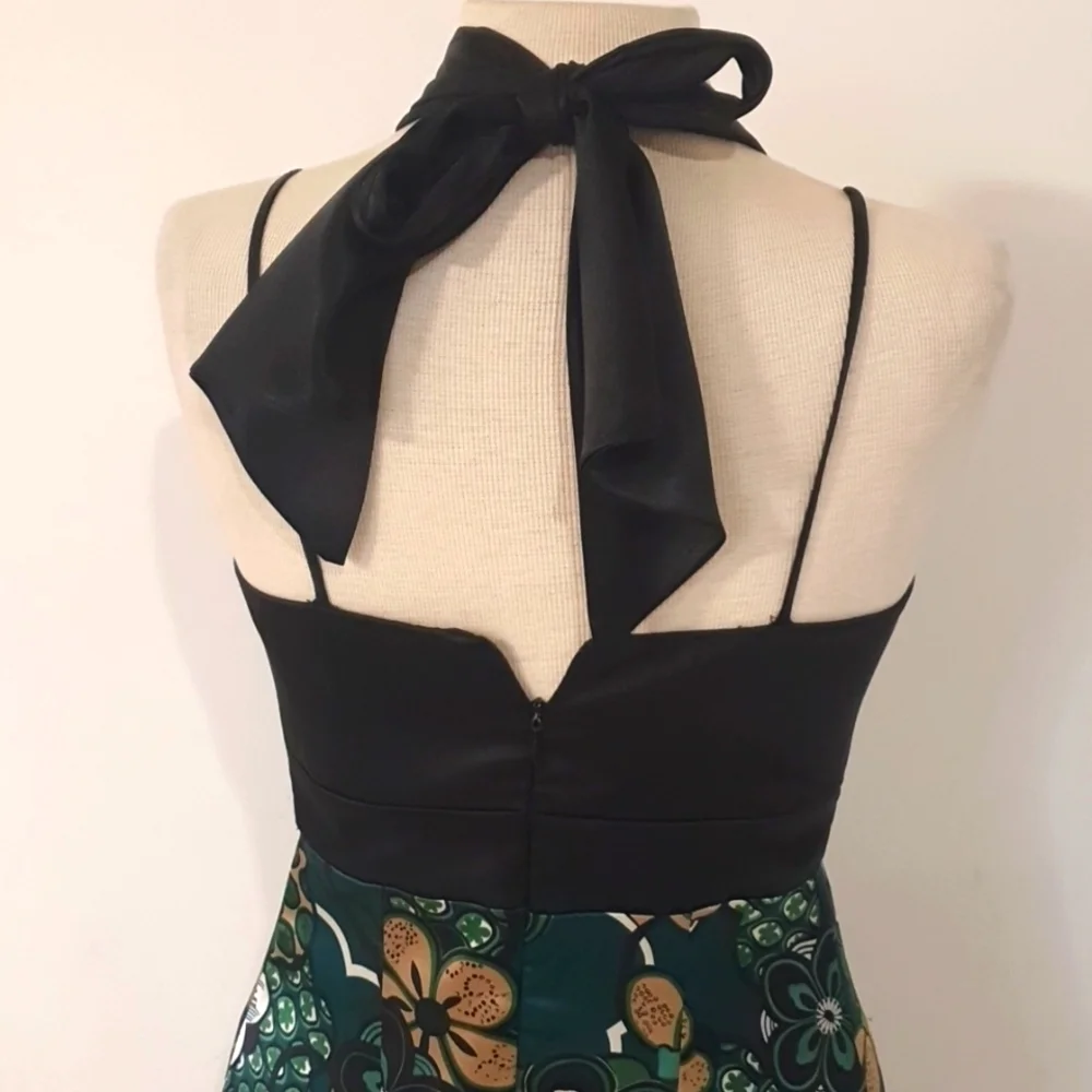 Garfunkle Size 12 Green Satin Floral Maxi Dress - Picture 6 of 7